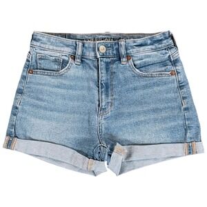 AMERICAN EAGLE Mom Shorts Womens Size 0 Blue Denim High Rise Cuffed Casual
